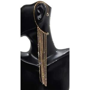 GOLD Rhinestone Fringe Ear Cuff Jewelry for One NWB